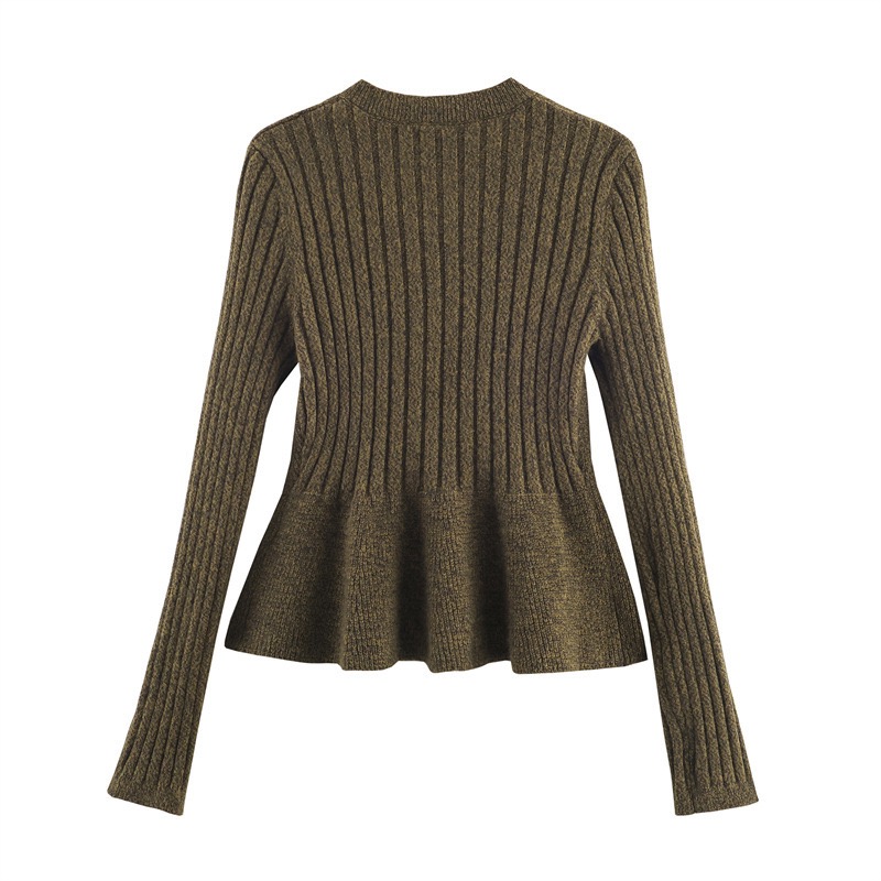 Kall Shopping Kall Shopping Ribbed Knit Peplum Cardigan l size: l