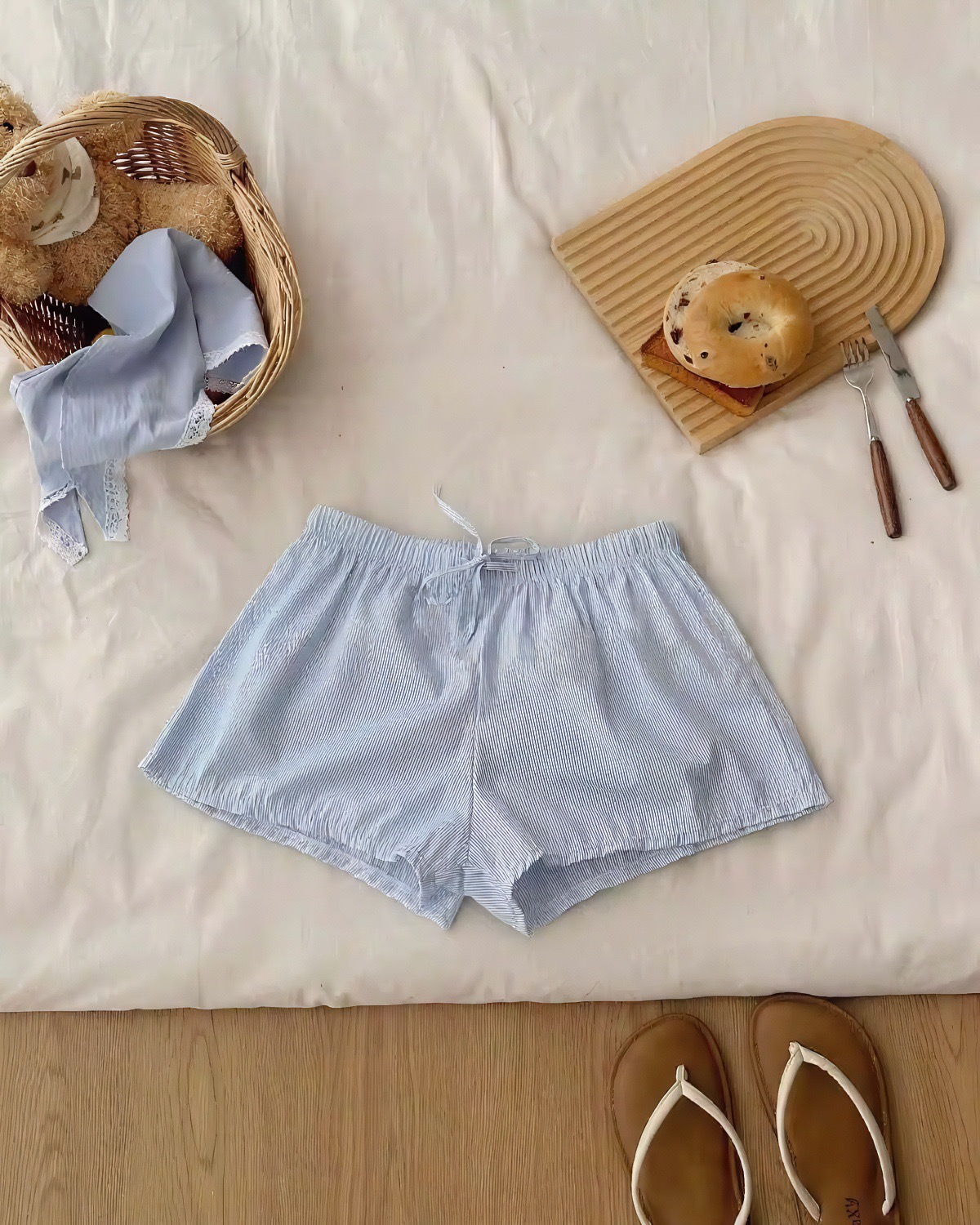 Kall Shopping Kall Shopping Pastel Striped Cotton Lounge Shorts xl size: xl